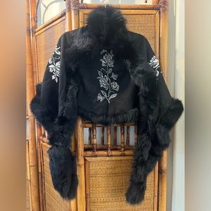 Vintage 90s 100% Cashmere Fox Fur Shawl